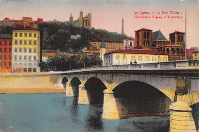 Lyon — Le Pont Tilsitt et Cathédrale Saint-Jean et Fourvière — IMPR. HENRI BASLYVAU & CIE, TOULOUSE