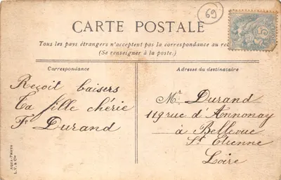 Lyon. Le Palais de Justice — façade néoclassique avec colonnades — éditeur L.V.&Cie, n°13 — Verso