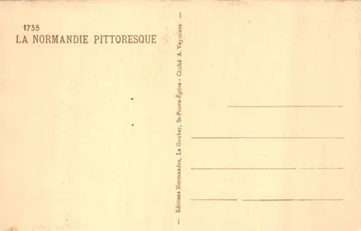 Intérieur Normand — pièce rustique avec cheminée et armoire — éditeur Goubey, n° 1735 — Verso