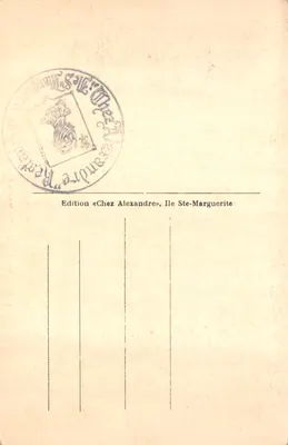 Wyspy Lérins — Ste-Marguerite — skały — widok z żaglakiem na horyzoncie, wydawca LL 16 — Rewers