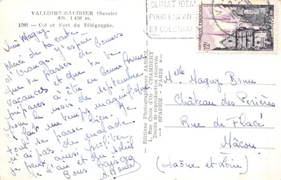 Col du Télégraphe — vista panoramica con auto e cartello — editore Jansol — Verso