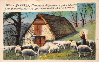 Bartrès — Bernadette en tant que bergère près de Lourdes — Éditeur P. Doucet - Lourdes, n°9