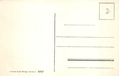 L'Hôtel du Planet et Glacier d'Argentière — vue panoramique du glacier et du bâtiment dans un vallon montagneux — éditeur L.B. 5767 — Verso