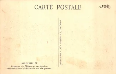 Versailles — Panorama du Château et des Jardins — Éditions d'Art « LYS » — Verso