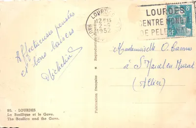 Lourdes — La Basilique et le Gave — Michelin, n°90 — Verso