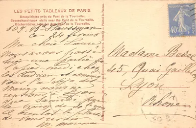 Les Petits Tableaux de Paris — Bouquinistes près du Pont de la Tournelle — Édition Mona — Verso