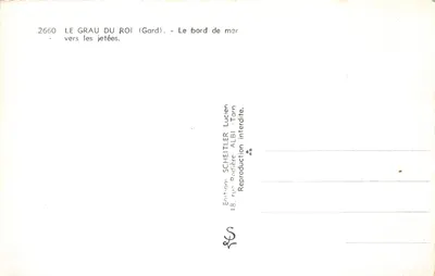 Le Grau du Roi (Gard) — Le bord de mer vers les jetées — Édition Lucien Scheitler, ALBI — 뒷면