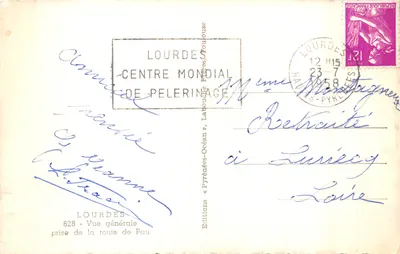 Lourdes — Vue générale prise de la route de Pau — Éditions Lourdes — 뒷면