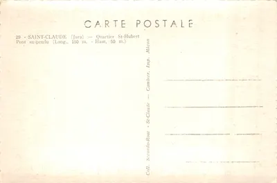 Saint-Claude — Most wiszący — dzielnica St-Hubert, wydawca Combier, n°29 — Rewers