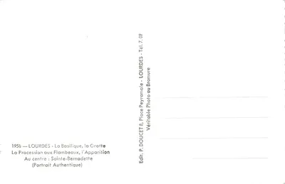 Lourdes — Centenaire des Apparitions 1858-1958 — Éditeur Edlux — Verso