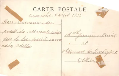 Château Rocher — ancien château féodal et la vallée de la Sioule au pont de Menat en 1905 — éditeur : Agne Pittoresque — Verso