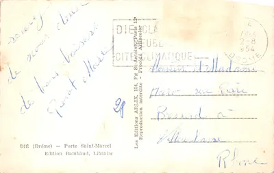 Porte Saint-Marcel — porte fortifiée en pierre avec tours rondes — Éditions Rambaud, Libraire — Verso