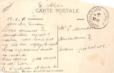 Montpellier — Entrée du Peyrou (côté Gauche) — Edit. A. Villaret et Colin frères — 뒷면