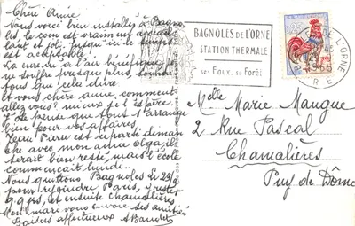Bagnolles-de-l'Orne — Le lac, le casino, l'église et l'établissement thermal — Souvenir de Bernard Bonnet, paysagiste de Quimper — Verso