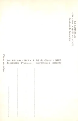 Deux cavaliers près d'une chapelle — chapelle blanche avec toit de chaume — éditeur Les Editions « MAR », 4, Bd de Cimiez - NICE — 뒷면