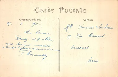 Brzegi rzeki Cousin w Pont-Aubert — widok rzeki otoczonej drzewami — wyd. ND. N° 254 — Rewers