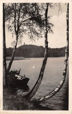 Lac de Hanau et Waldeck — vue du lac avec barque et tour au loin — FÉLIX LUIB, Éditeur, Strasbourg