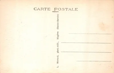 Megève - Cascade et Pont du Cédrón — vue de la cascade et du pont en pierre dans la forêt, éditeur L. Morand, n° 43 — 뒷면