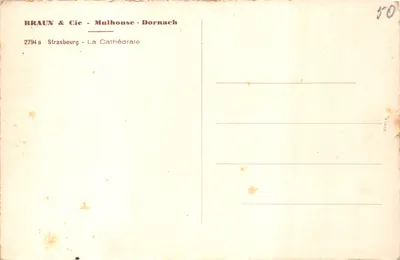 Strasbourg — Katedra Najświętszej Maryi Panny — wydawca BRAUN & Cie, nr 2794a — Rewers