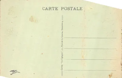 Strasburg — Mała Wenecja — widok kanału z łódką i kaczami, wydawca 'Cartes "La Cigogne"' — Rewers