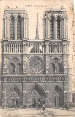 Paris Notre-Dame — façade gothique avec rosace et deux tours — éditeur imprimeur non identifié