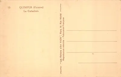 Quimper (Finistère) — La Cathédrale vue des toits — Éditions d'Art YVON — 뒷면