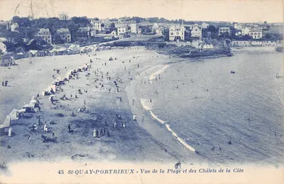 St-Quay-Portrieux — Vue de la Plage et des Châlets de la Côte — Éditeur J. Nozars, Nantes