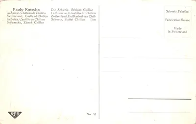 Château de Chillon — vue lacustre avec montagnes enneigées — Paolo Kutscha, No. 52 — Verso
