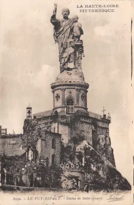 Le Puy-Espaly — Estátua de São José sobre uma construção — editora Idsal, n.º 8092