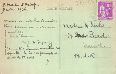 Uriage-les-Bains — L'Éperlay et le Colom — Le Château et la Source — Édition M. Bourcier, Grenoble — पीछे