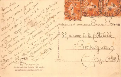 Cloître de la Cathédrale Sainte-Eulalie — colonnes jumelées — éditeur ARGRA — 背面