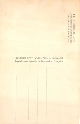 Le téléphérique de Grenoble — vue du couvent de la Basilique — éditeur YVON — Verso
