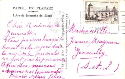 Paris — Arco do Triunfo da Estrela — Éditions d'Art Française — Verso
