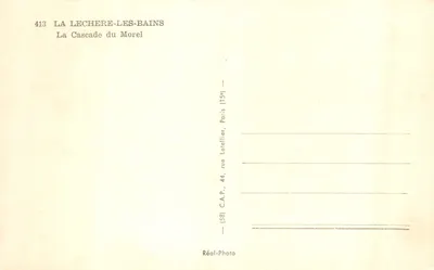 La Lèchêze — wodospad w kształcie schodów w lesie — wydawca Réal-Photo, nr 413 — Rewers
