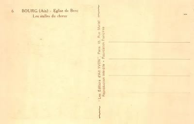 Bourg (Ain) - Église de Brou — Les stalles du chœur — Éditions Yvon, Paris — 背面