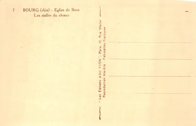 Bourg (Ain) - Église de Brou — Les stalles du chœur — Éditions d'Art Yvon, Paris — 背面