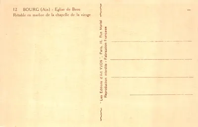 Bourg (Ain) — Retable en marbre de la chapelle de la Vierge — Éditions d'Art YVON — 背面