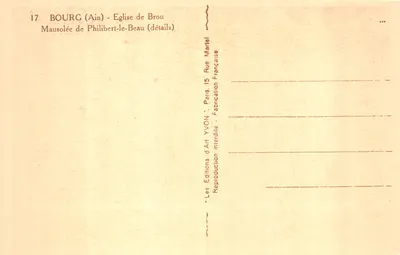 Bourg (Ain) - Église de Brou - Mausolée de Philibert-le-Beau (détails) — Éditions d'Art YVON, Paris — पीछे