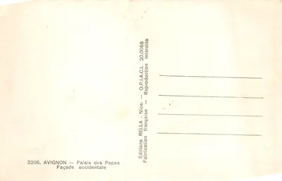 Avignon — Pałac Papieski — Façada zachodnia — Wydawnictwo RELLA, Nice — Rewers