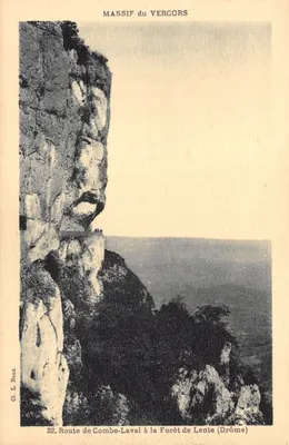Massif du Vergors — Vue de la route de Combe-Laval à la Forêt de Lente (Drôme) — éditeur Cl. L. Beau, n° 22