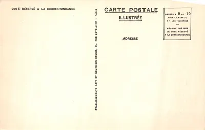 Fès — L'horloge de Bou-Anania, les 13 grands timbres — Éditeur : Établissements Lévy, Paris — Verso