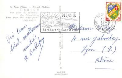 Vue de Menton — depuis les Colombières — éditeur IRIS — Verso