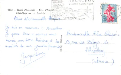 Bassin d'Arcachon — Pilat-Plage — La Corniche — Édition Glatigny — Verso