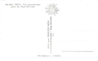 Sete — Vue panoramique prise du Mont Saint-Clair — éditeur PRISUNIC-SETE, n° 068-2409 — 裏面
