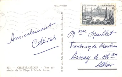 Châtelaillyon — Vue générale de la Plage à Marée haute — éditeur Cap — Verso