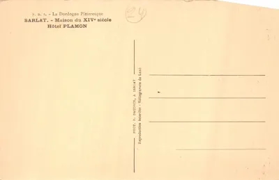 Sarlat - Hôtel Plamon — maison du XIVe siècle, éditeur P. Daudrix — पीछे