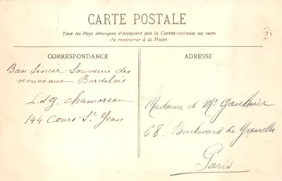 Bordeaux - Place des Quinconces - Les Colonnes Rosales - éditeur 151 — Verso