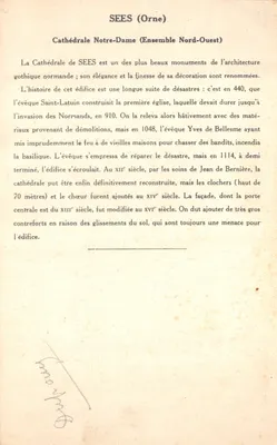Sees (Orne) — Cathédrale Notre-Dame (Ensemble Nord-Ouest) — Collection de la Kolarsine et de la Solution Pautauberge, 4e Série — 裏面