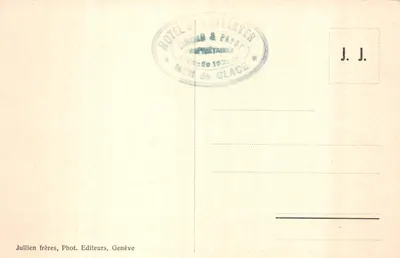 Chamonix — La Mer de Glace et l'Hôtel du Montenvers (alt. 1921 m) — J.J. 93 — 背面