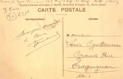 Córse - Corte - A Citadel — editor J. Moretti, n.º 3176 — Verso